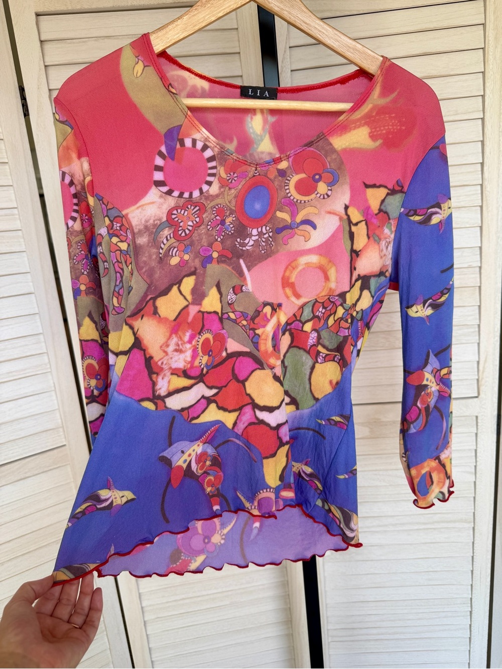 LIA Y2k 90's Vintage Abstract Print Top Artsy Whimsigoth
